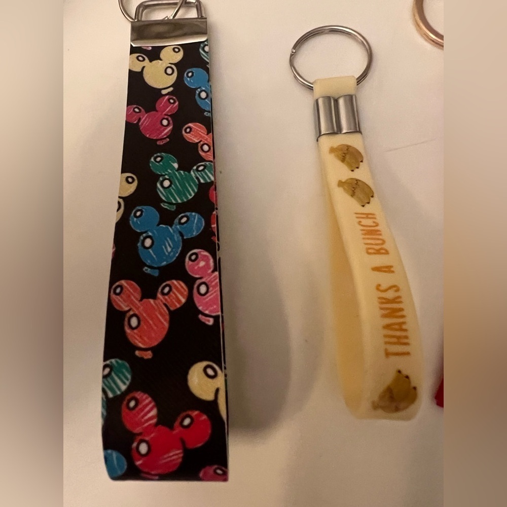 KEY CHAINS. COLORFUL TASSEL FAUX LEATHER KEY CHAINS AND TWO WRISTLET KEY CHAINS - Picture 4 of 4